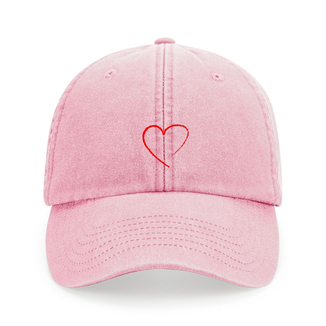 Pinke Vintage Cap mit Ton-in-Ton Herz-Stickerei – Adept Studios