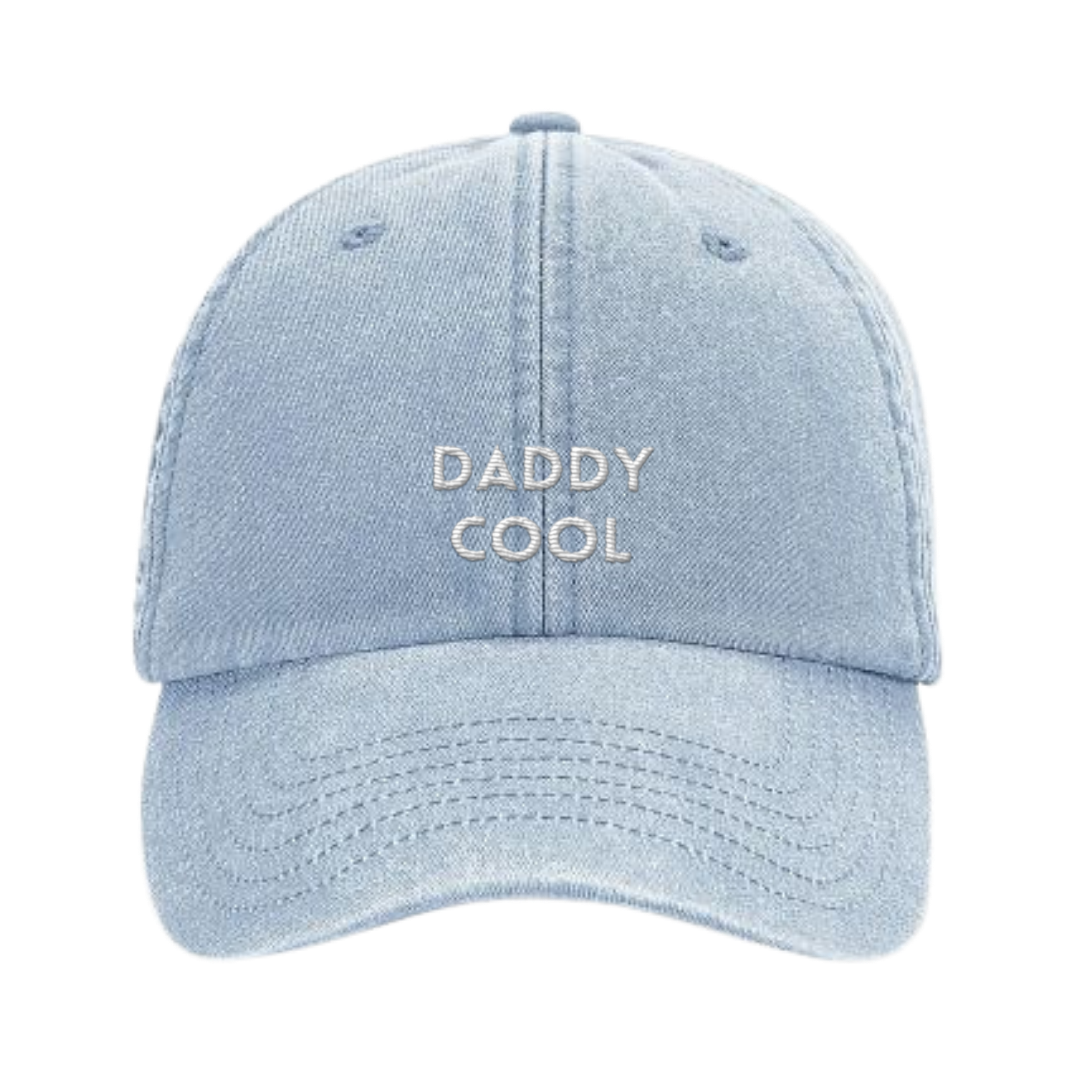 Vintage blaue Cap mit weißer Stickerei „Daddy Cool“ – Adept Studios