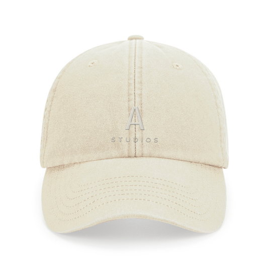 Beige Vintage Cap mit beiger ADEPT STUDIOS Logo-Stickerei – Adept Studios