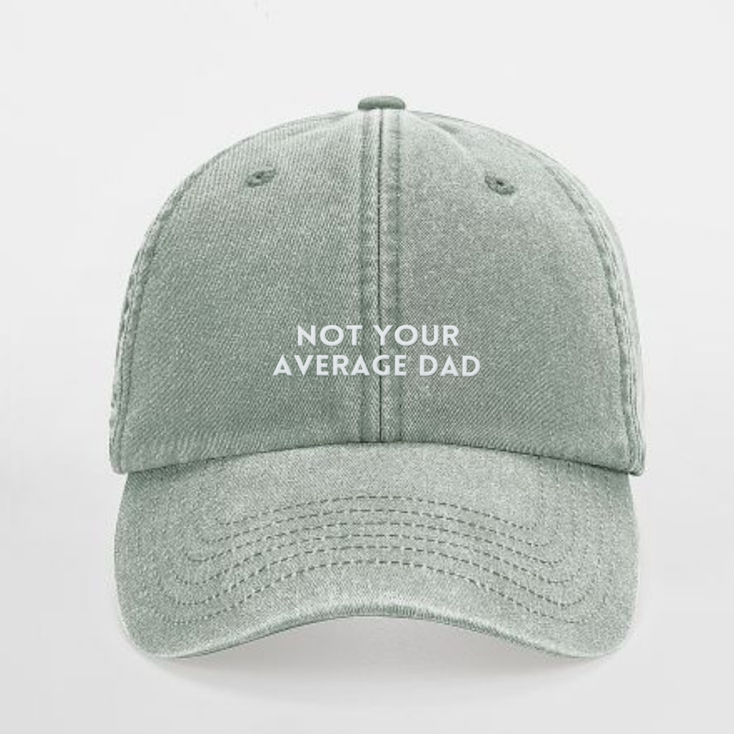 Not Your Average Dad Cap Sage Green – Vintage Dad Hat mit weißer Stickerei, trendiges Vatertagsgeschenk & Statement Cap für Männer – Adept Studios