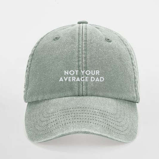 Not Your Average Dad Cap Sage Green – Vintage Dad Hat mit weißer Stickerei, trendiges Vatertagsgeschenk & Statement Cap für Männer – Adept Studios
