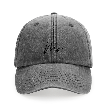 Vintage Cap in Grau mit schwarzer Stickerei „Mr.“ – Couple & Wedding Hat – Adept Studios