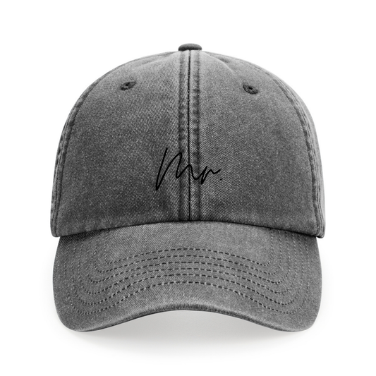 Vintage Cap in Grau mit schwarzer Stickerei „Mr.“ – Couple & Wedding Hat – Adept Studios