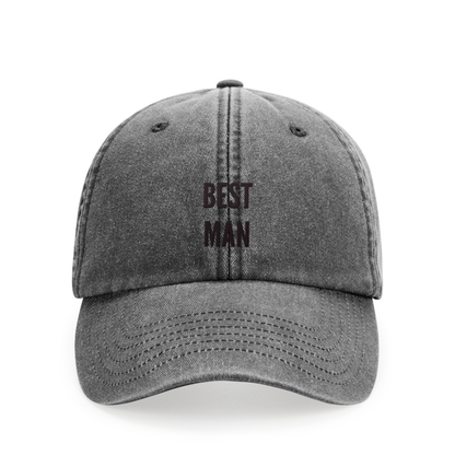 Vintage Cap in Grau mit Stickerei „Best Man“ – Hochzeits-Accessoire für Trauzeugen – Adept Studios